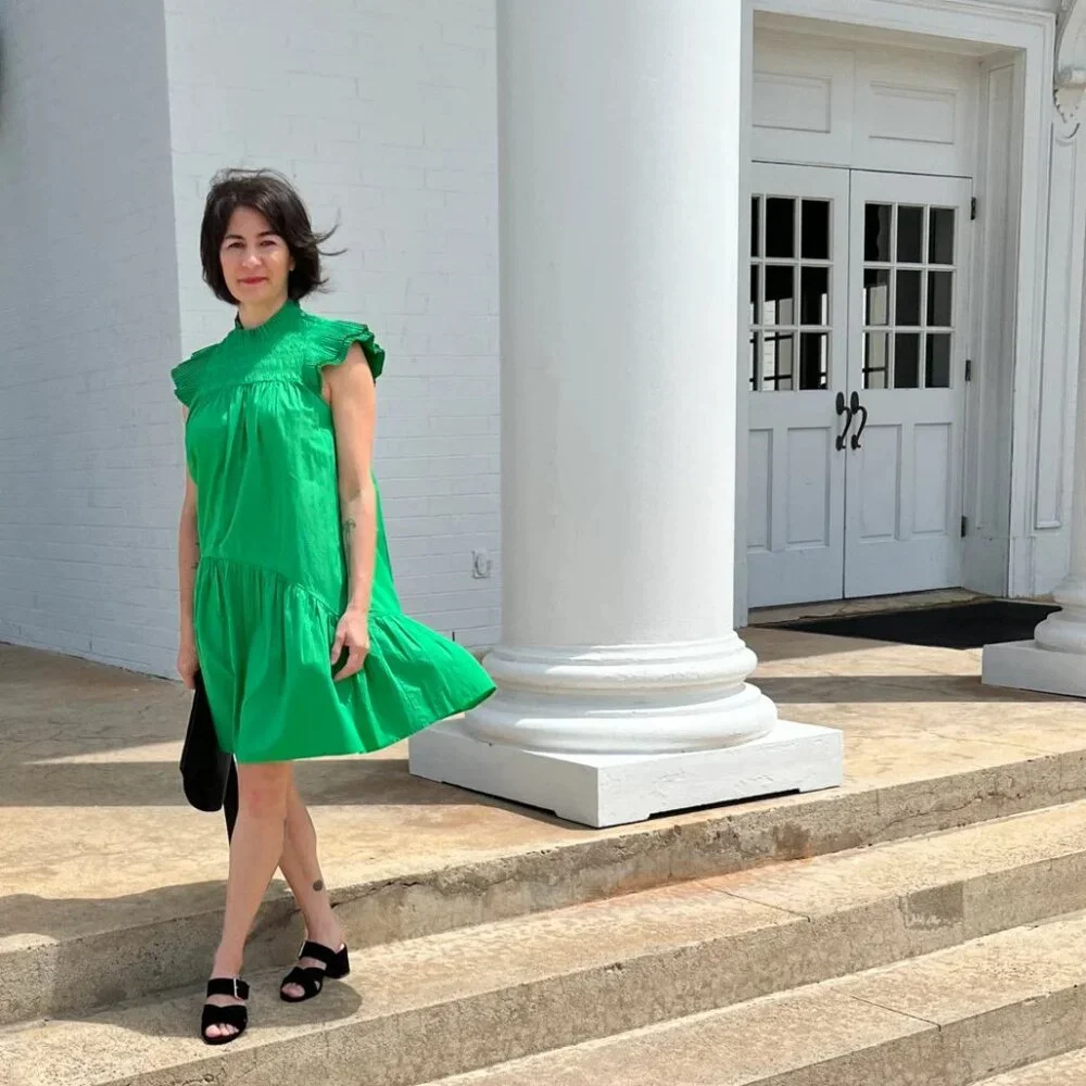 Love the Label kelly green Poppy smocked mini dress